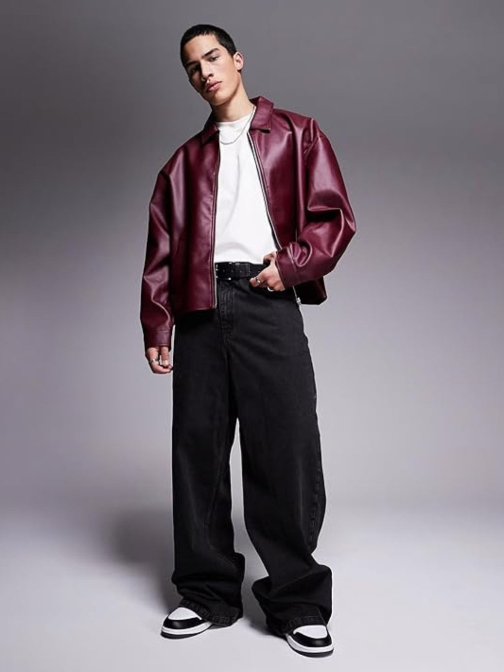 Leather  Burgundy Unisex Jacket