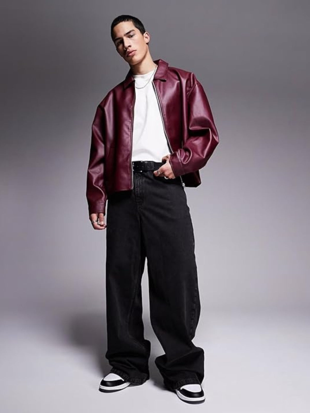 Leather  Burgundy Unisex Jacket
