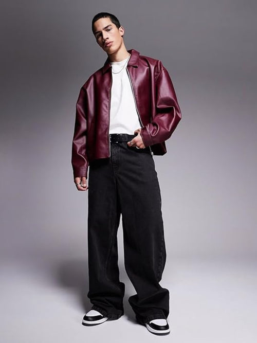 Leather  Burgundy Unisex Jacket