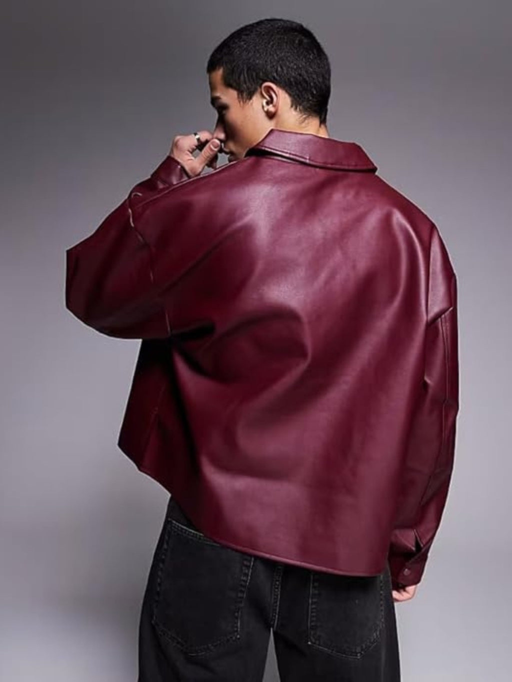 Leather  Burgundy Unisex Jacket
