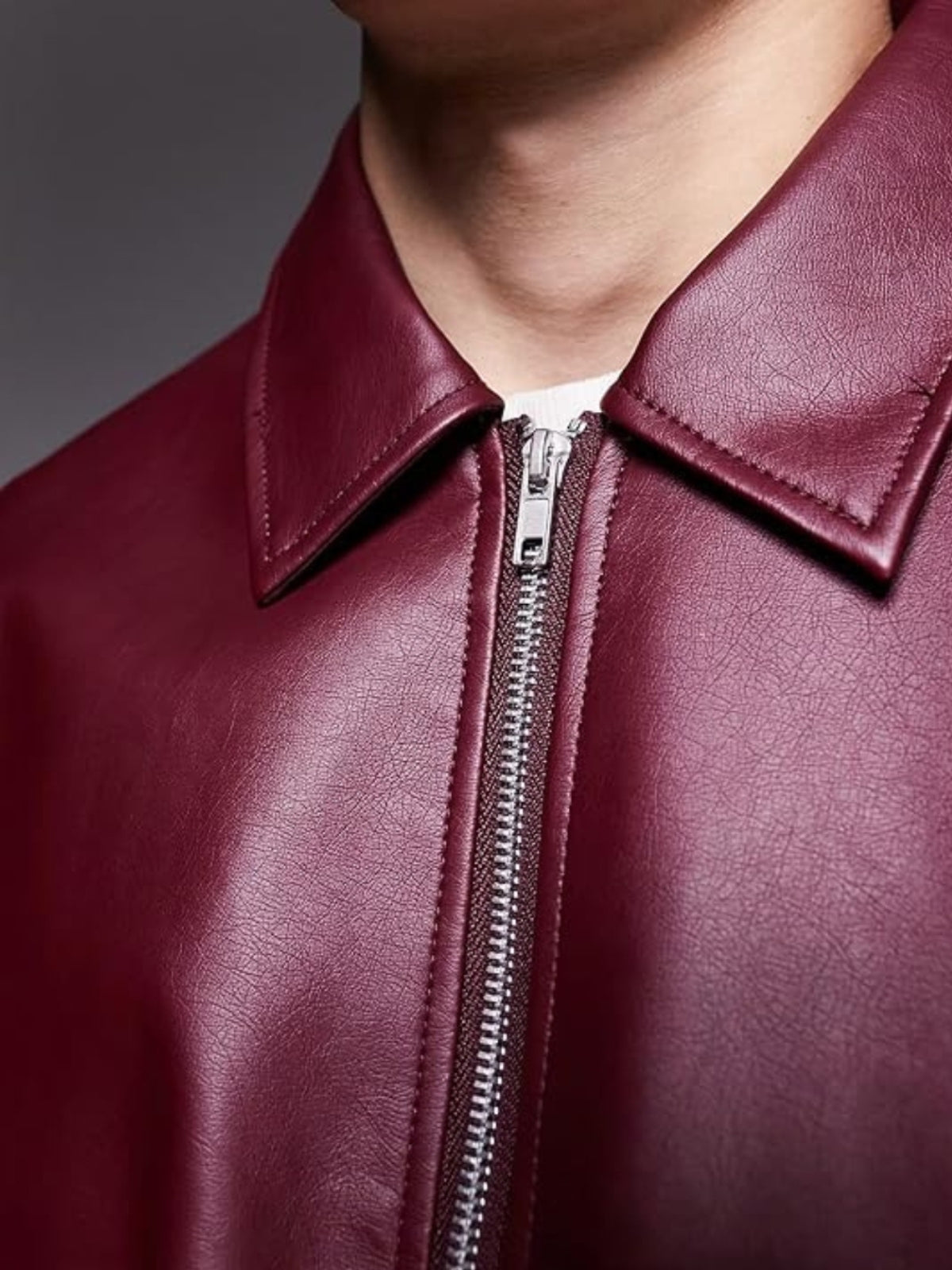 Leather  Burgundy Unisex Jacket