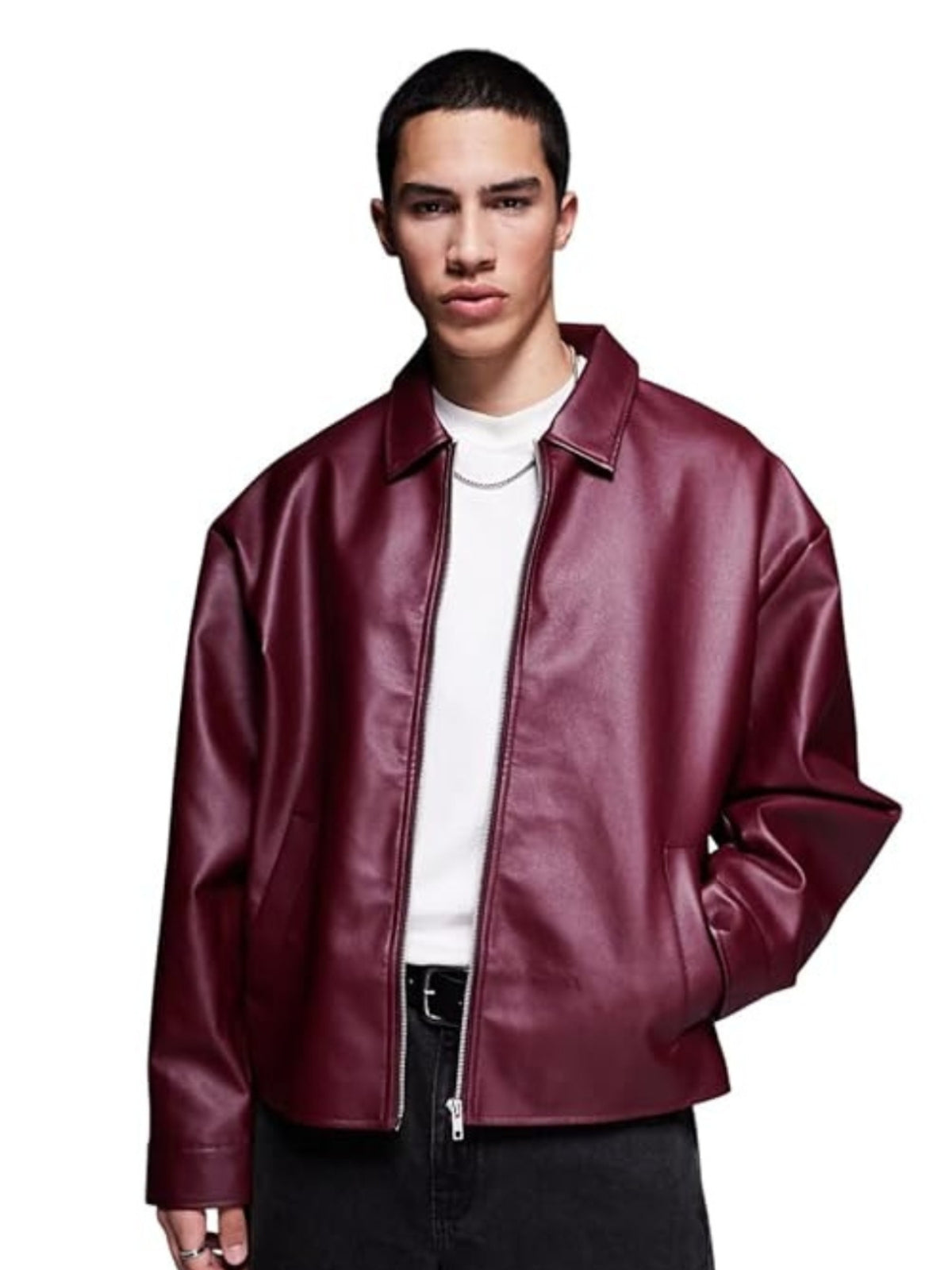 Leather  Burgundy Unisex Jacket