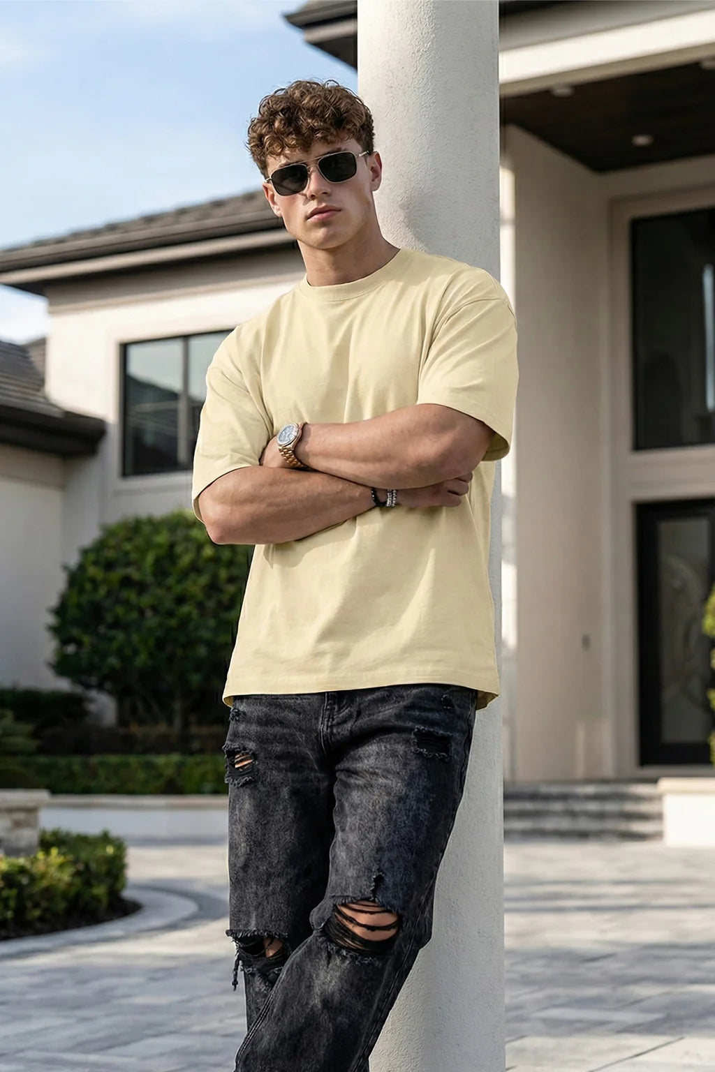 Oversized Unisex Beige T-Shirt